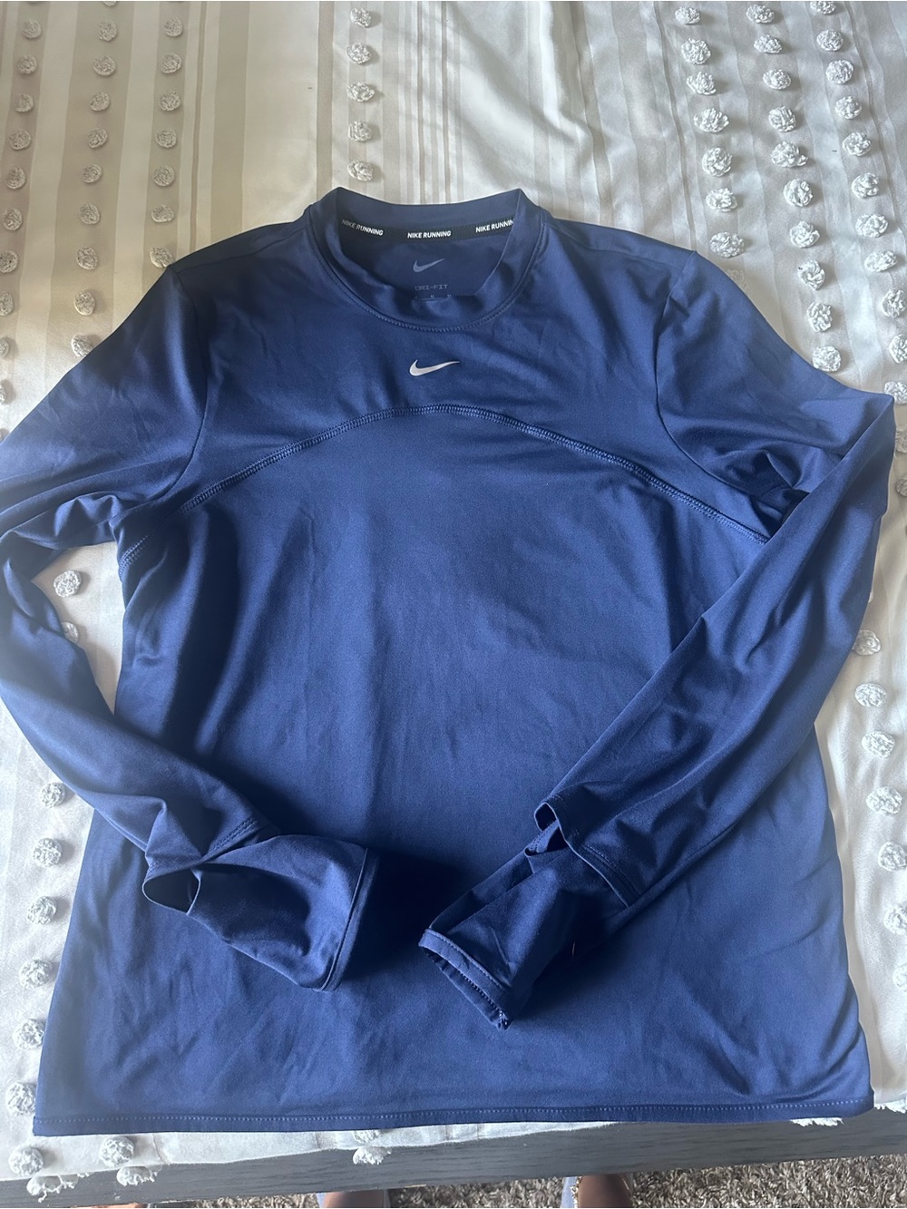 Nike women’s Long-Sleeve Dri-FIT Crew Shirt - Navy Blue